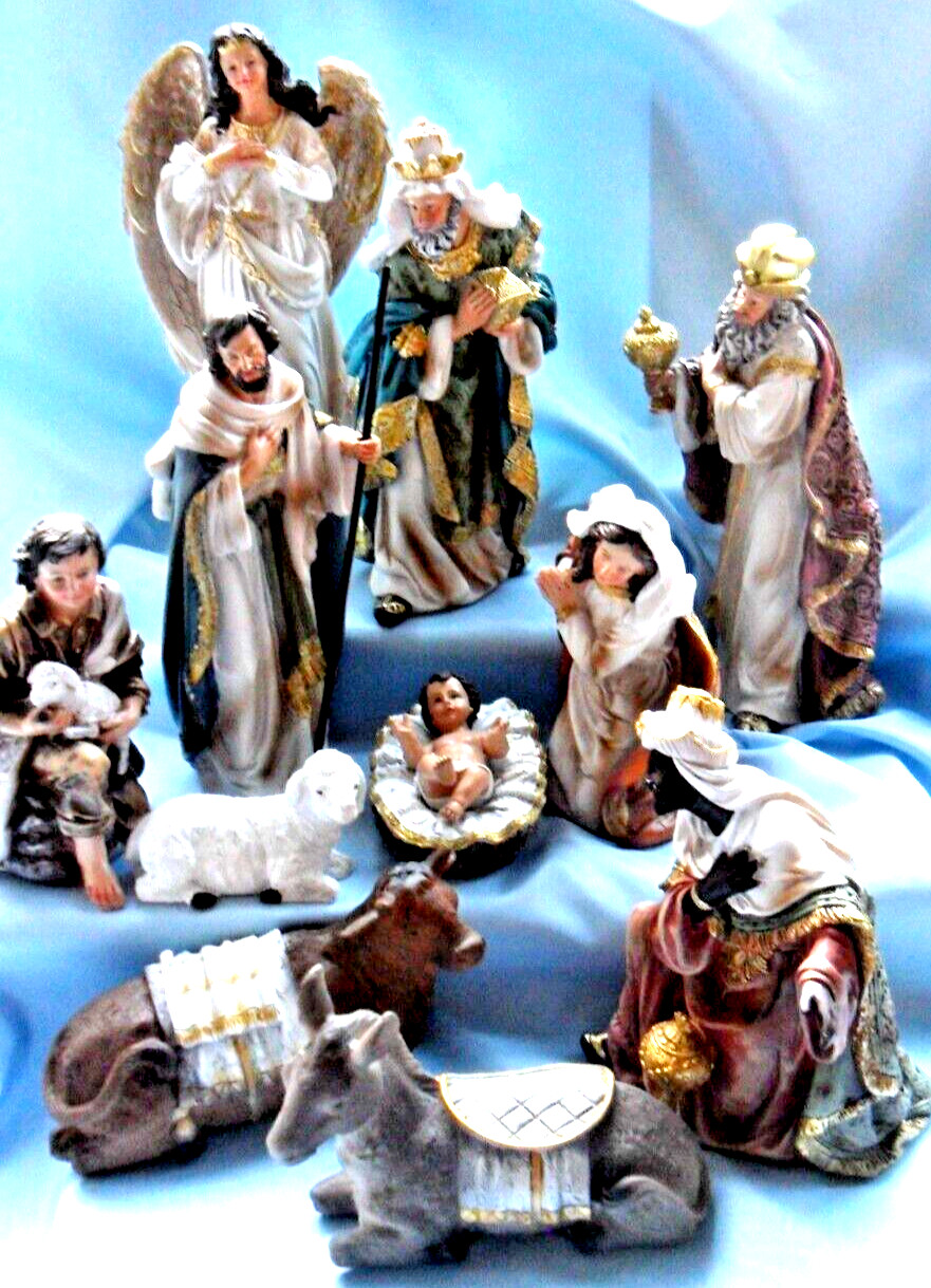 Set of 11 large Nativity figures. tallest 8""  (89342)
