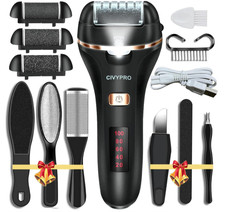 Electric Foot Callus Remover Rechargeable Waterproof Pedicure Tool Kit Black