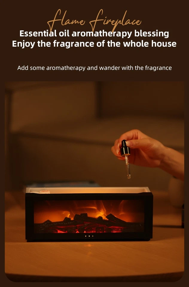 Home Fireplace Flame Essential Air Diffuser Cool Mist Humidifier Remote 7Colors - Image 3 of 4