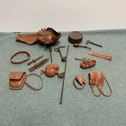 Lot Of Vintage Marx Chief Cherokee Geronimo Johnny West Indian Accessories BROWN