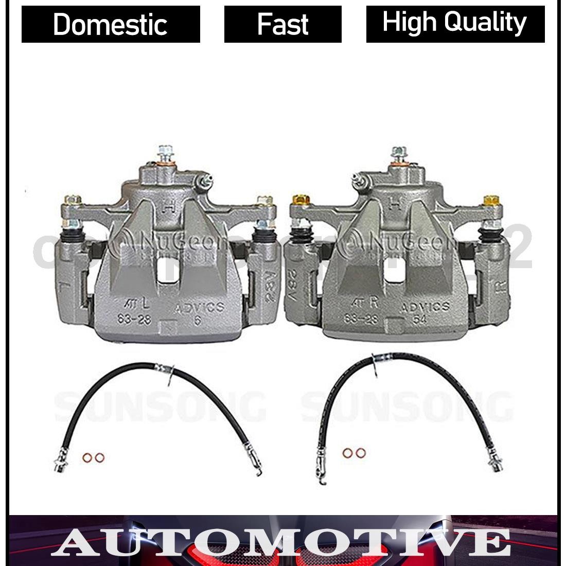 4pcs Brake Calipers Front & Brake Hose Lines Fits Toyota Camry 2.4L 3.5L 2.5L