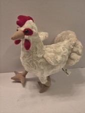 Juguete de peluche vintage King de 9" de pollo gallo blanco