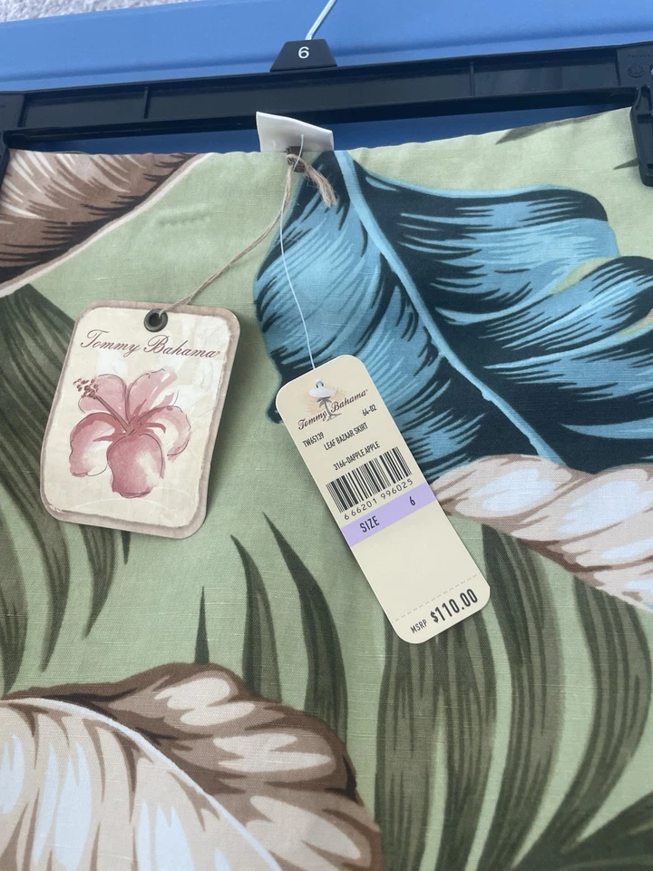 Falda Tommy Bahama Mezcla Seda Línea A Hoja Tropical Estampado Floral Talla 6 Nueva con Etiquetas Foto 2 de 3