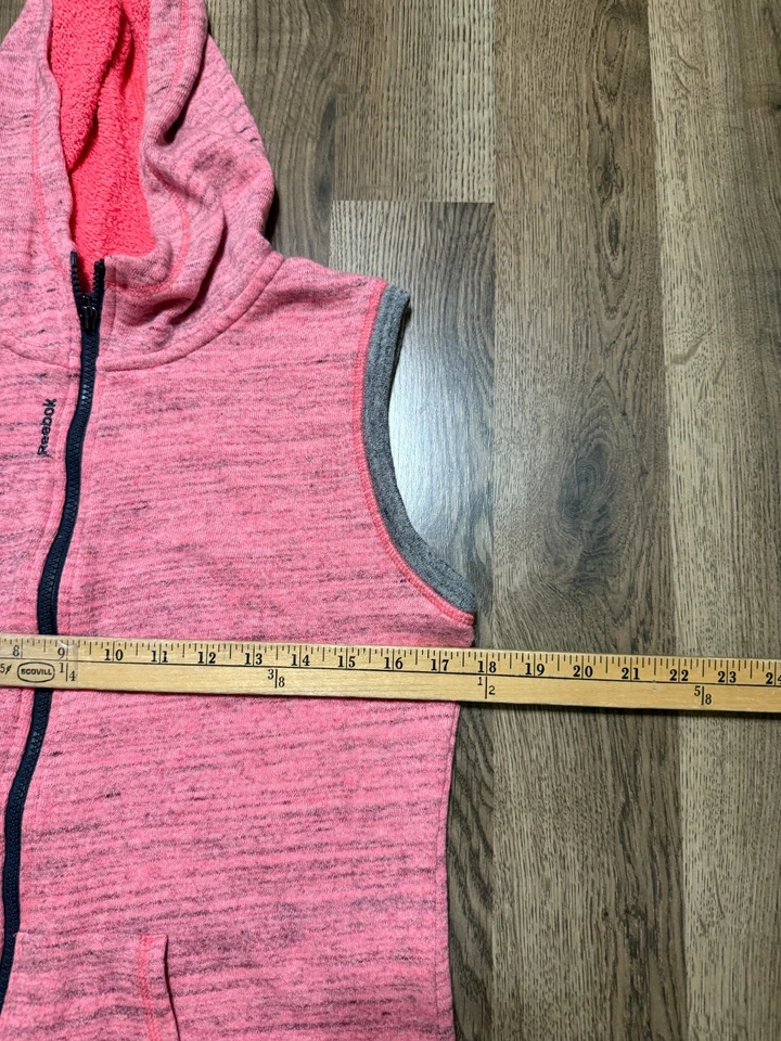Chaleco Reebok Jóvenes Niñas Talla XL Rosa Gris Cremallera Completa con Sudadera con Capucha Sin Mangas Foto 3 de 4
