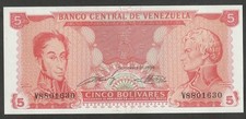 VENEZUELA BANKNOTE 5 BOLIVARES 1989 UNC