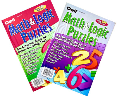 NEW Lot 2 Penny Press Dell Math & Logic Problems Puzzle Books Volumes 182, 183