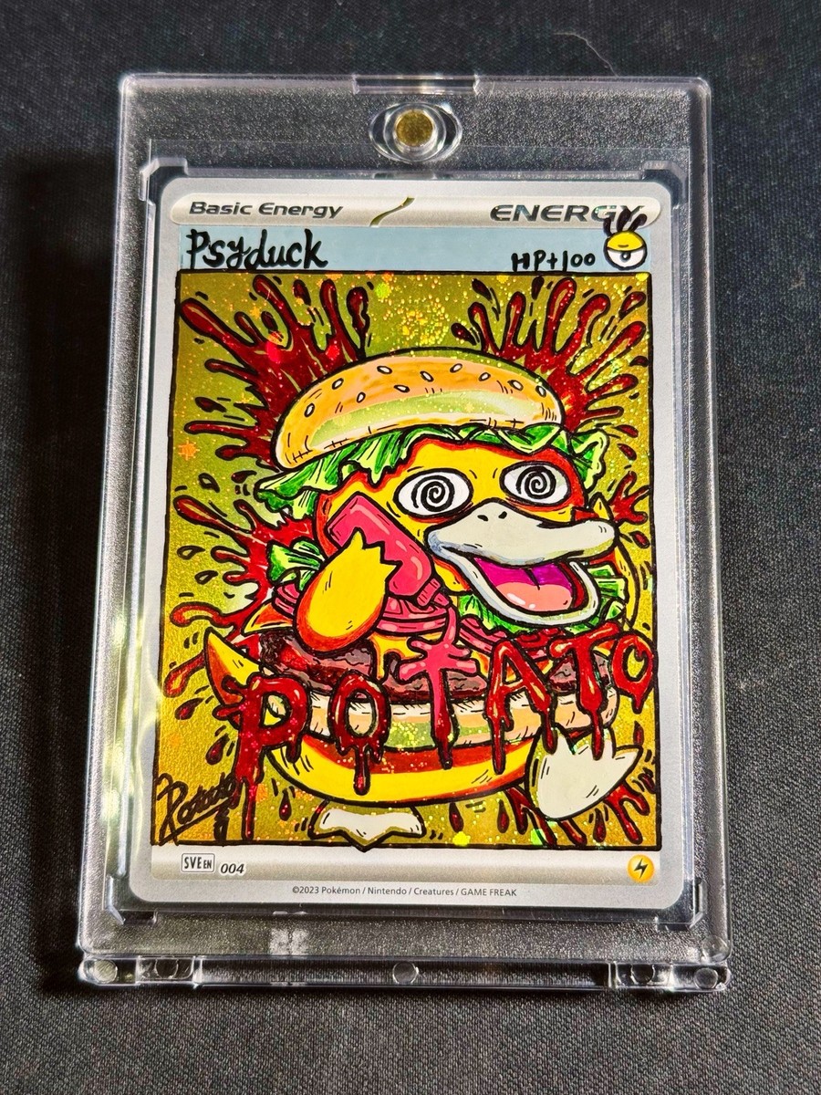 Pokemon Psyduck Hand painted On Holo Energy Card By : Potato 🥔 | eBay