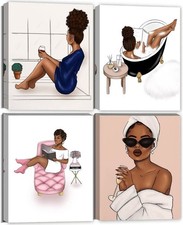 Fashion Wall Art - Canvas Posters Prints Set of 4 Framed Wall Art - Modern Wo...