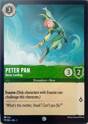 91/204 PETER PAN NEVER LANDING THE FIRST CHAPTER COMMON DISNEY LORCANA KARTE