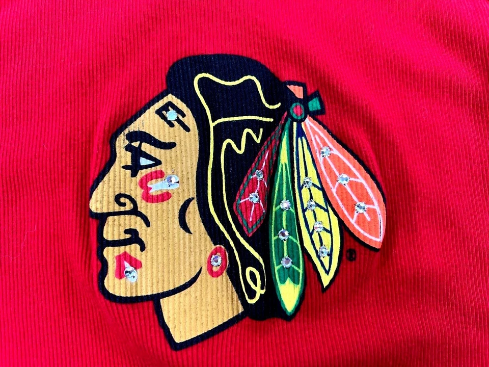 Camiseta sin mangas roja Chicago Blackhawks Majestic Threads estrás talla XL Foto 2 de 4