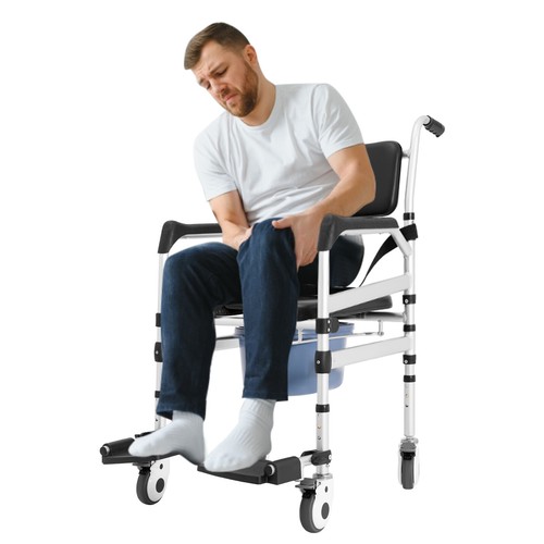 Silla de Ducha Altura Ajustable Independiente Plegable Silla de Ducha con Bidé 160kg - Imagen 8 de 18