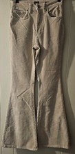 Lee High Rise Flare Bell Bottoms Corduroy Pants Beige Boho Y2k Sz 26