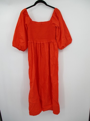 Free Assembly Womens Dress Medium Orange Short Sleeves Casual Preppy Summer Boho - Picture 2 of 16