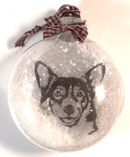 Cardington Corgi Holiday Christmas Tree  Floating  Ornament Faux Snow Glitter