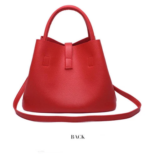 Ladies' leather bucket bag with gold padlock crossbody bag, ladies' handbag - Picture 8 of 37