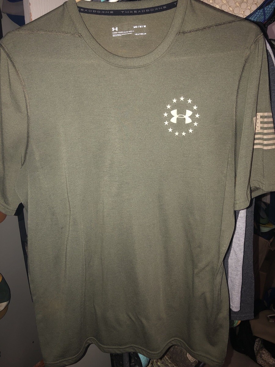 Under Armour Heat Gear Threadborne Salute Military Short Sleeve Shirt Md  Loose
