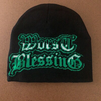 Adult One Size Black Green Worst Blessing Knit Beanie Cap New
