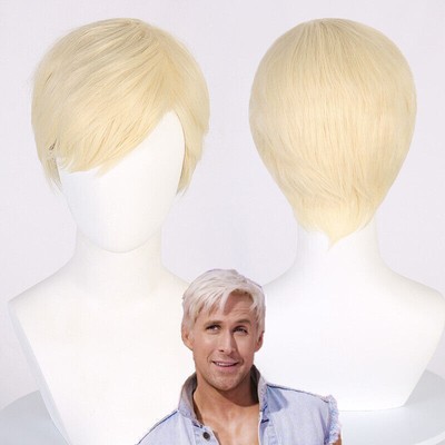 Film Barbie Ken Cosplay Perücke kurze goldene Haare Halloween Karneval Party