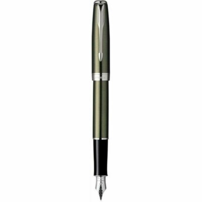 Parker  Sonnet Lacquer Verdigris & Silver Fountain Pen 18Kt Gold Fine Pt  In Box