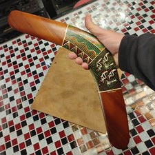 Hand Painted Native Art Handcrafted Wooden Boomerang Australian Artcraft Sz 17"