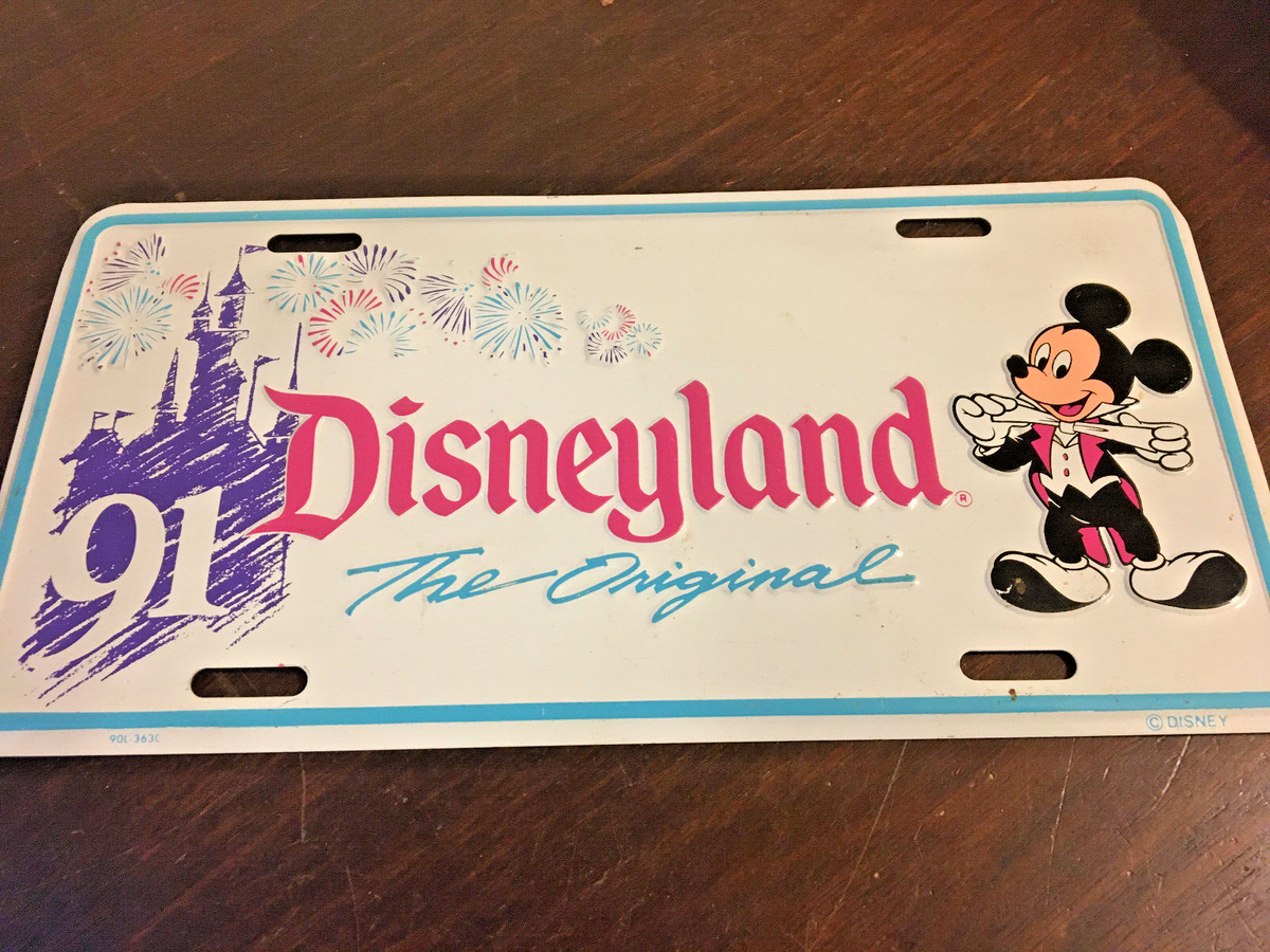 Disneyland 91, Metal License Plate, The Original, w Mickey