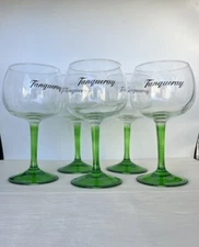 Tanqueray Copa Goblet Gin Cocktail Balloon Glasses Long Green Stem Set of 5