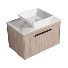 30" Modern Floating Wall Mounted Bathroom Vanity Cabinet Ceramic Vessel Sink