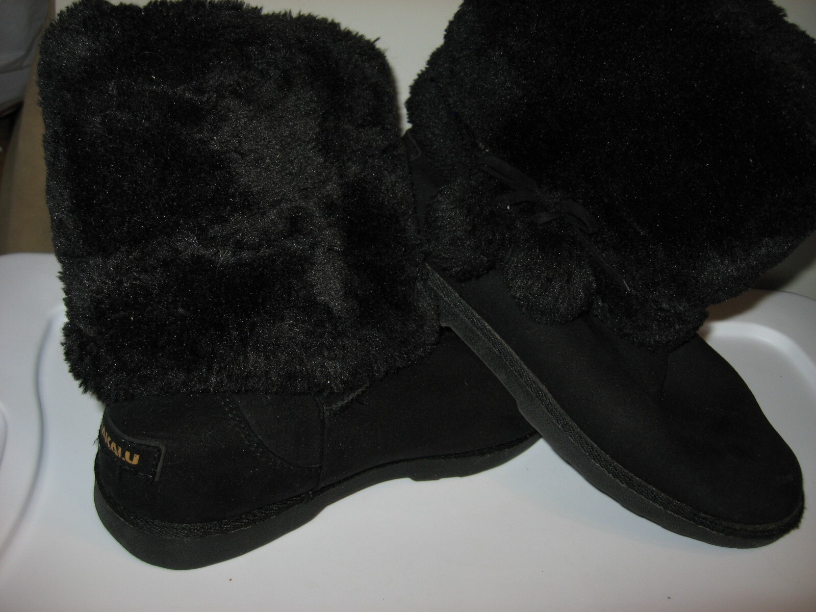 SAOLA Stivali corti Makalu neri pelliccia finta pullon palline nappa suola esterna 8 5 m (3154)