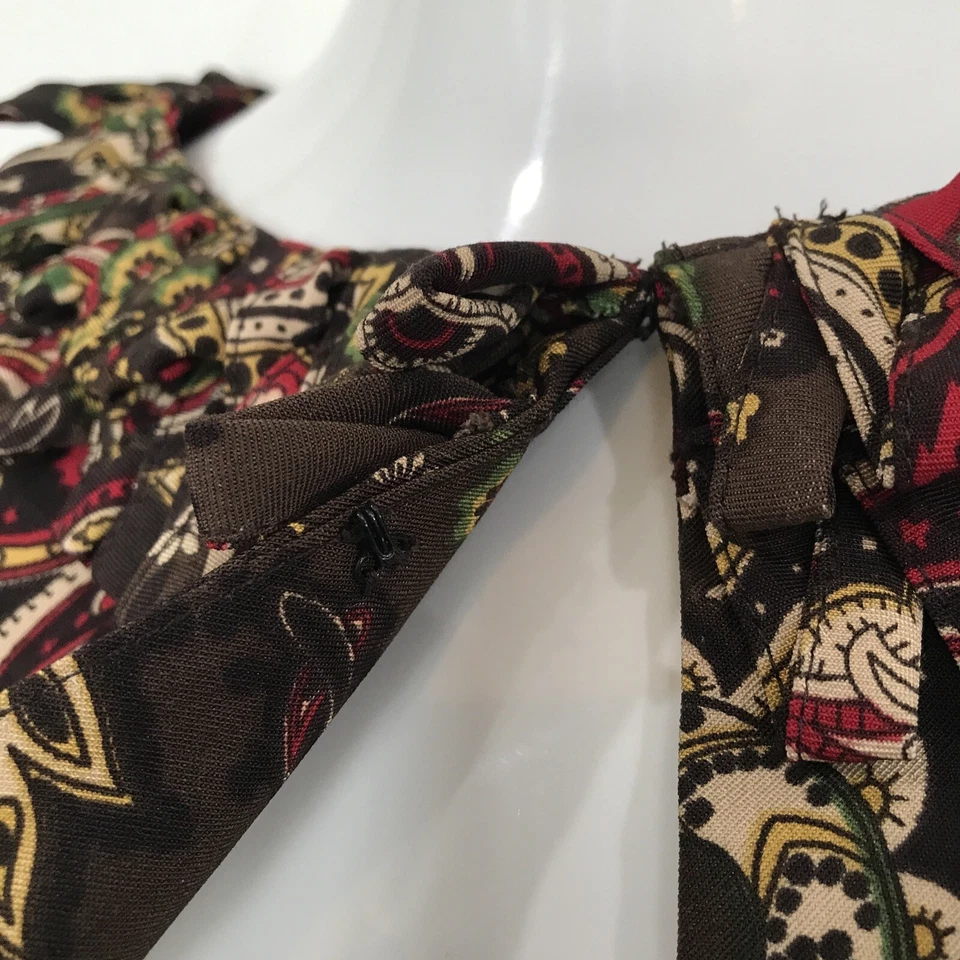 Ivy Chic коричневый осени открытый передний карнавальный воротник пейсли печать куртка плюс размер 1 X - Изображение 4 из 4