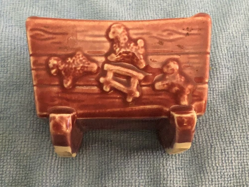 Vintage Shawnee USA Planter # 625 Baby Cradle with Lambs