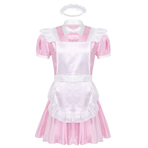 Men's 3Pcs Halloween Maid Role Play Uniform Outfit Cosplay Costume Nightwear - Picture 39 of 60