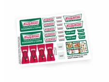 CUSTOM STICKERS for KRISPY KREME TOYS MODELS ETC