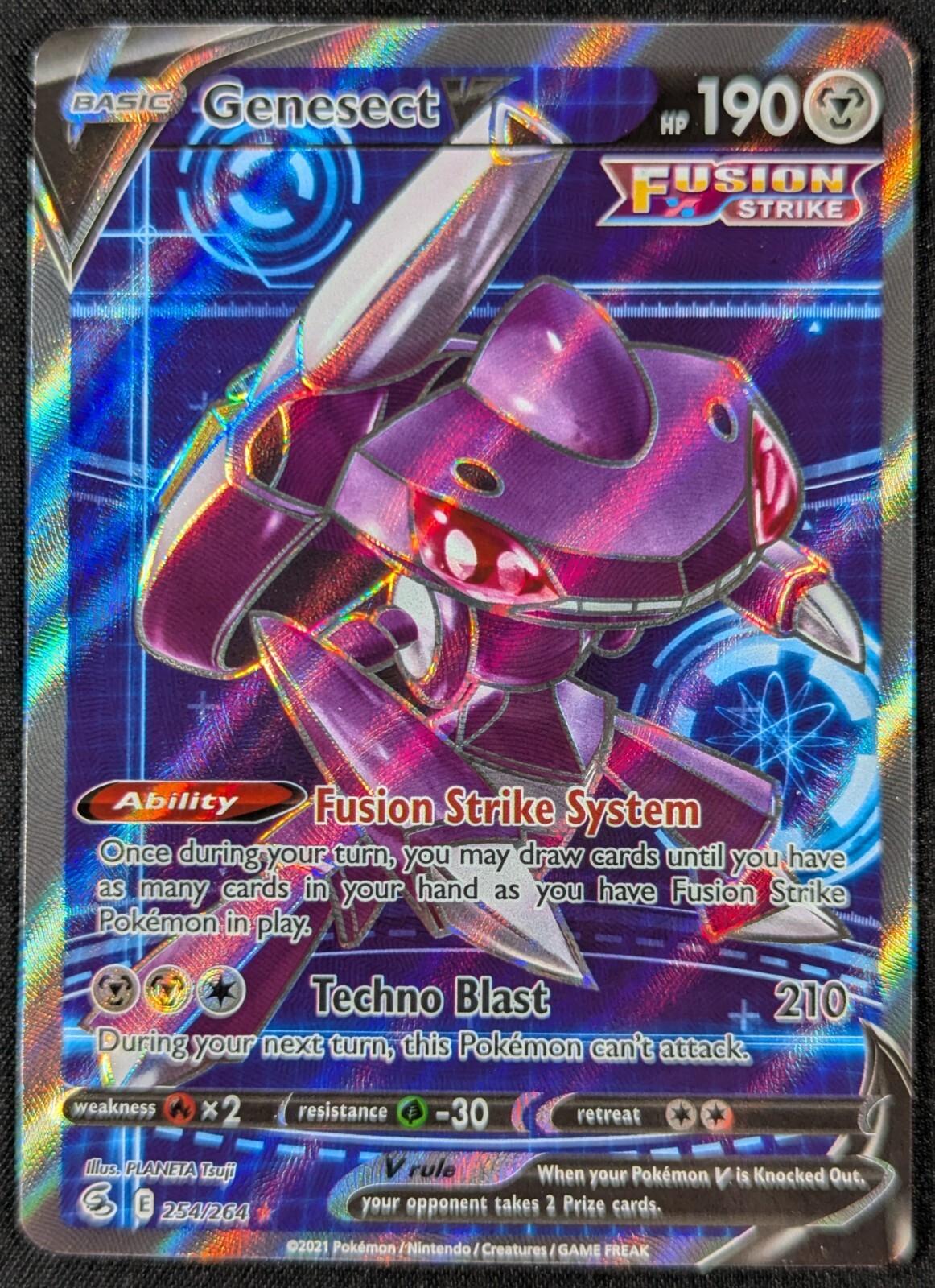 Genesect V 2021 SWSH Fustion Strike Full Art Ultra Rare Pokemon Card 254/264 NM