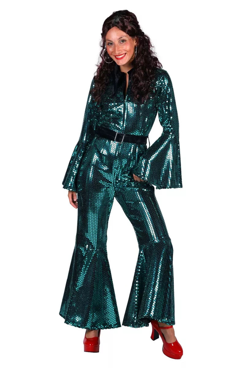 70 s Mamma Mia Disco Jumpsuit Turquoise