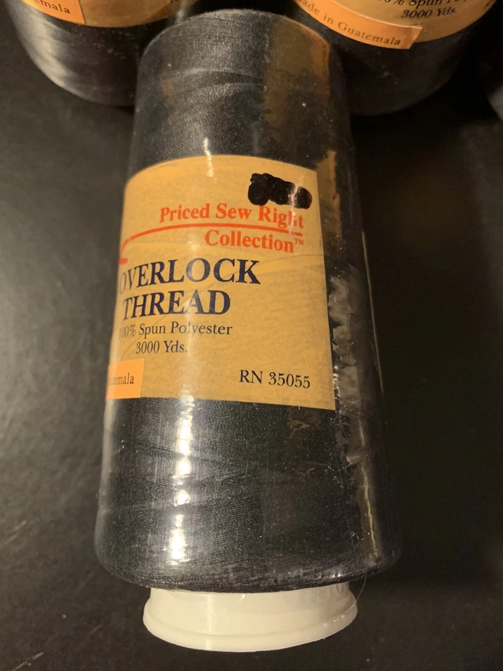 4 Big Spools Overlock Thread Polyester #2002 BLACK 3000 yards each - Image 3 of 3