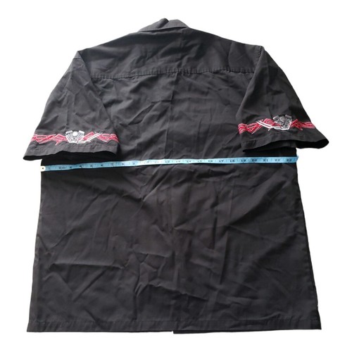 Chrome Eagle Black Short Sleeve Embroidered Motorcycle Shirt Mens Large - Picture 5 of 6