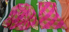 VTG R K Originals Womens Suit With Skirt Pink Olive Size 8