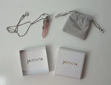 Rose Quartz Pointer Healing Crystal Pendant Necklace Flower 20" Gift Box 