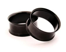 Pair of BLACK Steel Double Flare Tunnels set gauges plugs PICK SIZE