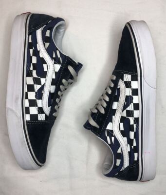 Vans Primary Checker Old Skool Blue/White Skateboard Shoes  display picture 3