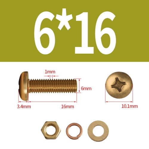 Brass Phillips Screws Bolts with Washers & Nuts Metric M3 M4 M5 M6 M8 - Picture 44 of 62