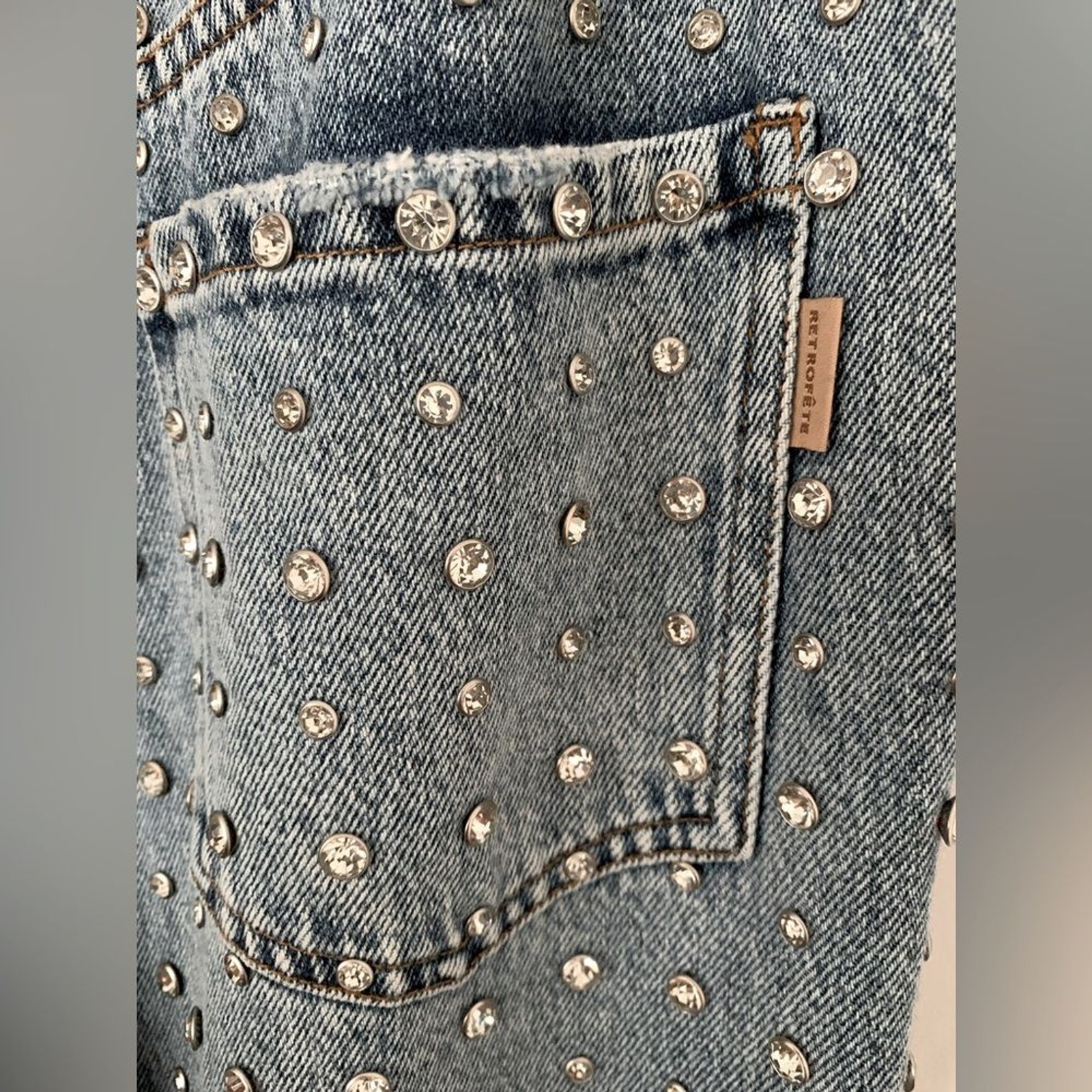 RRP US$1,698 NEW Retrofete Vero embellished denim pants US26 image 9