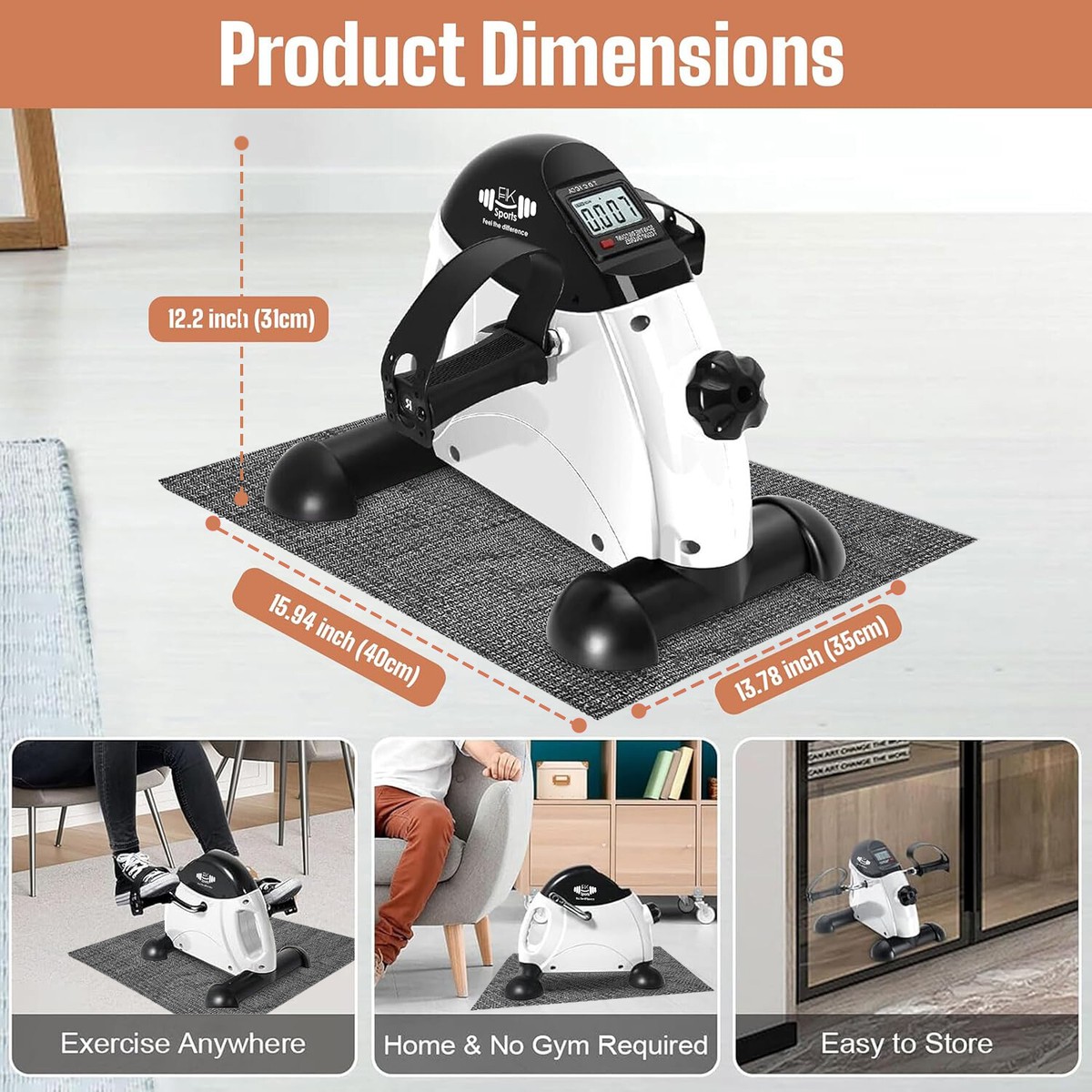 GYMAX Pedal Exercise Bike For Seniors – Arm & Leg Fitness Machine With Massage, LCD Monitor, Adjustable