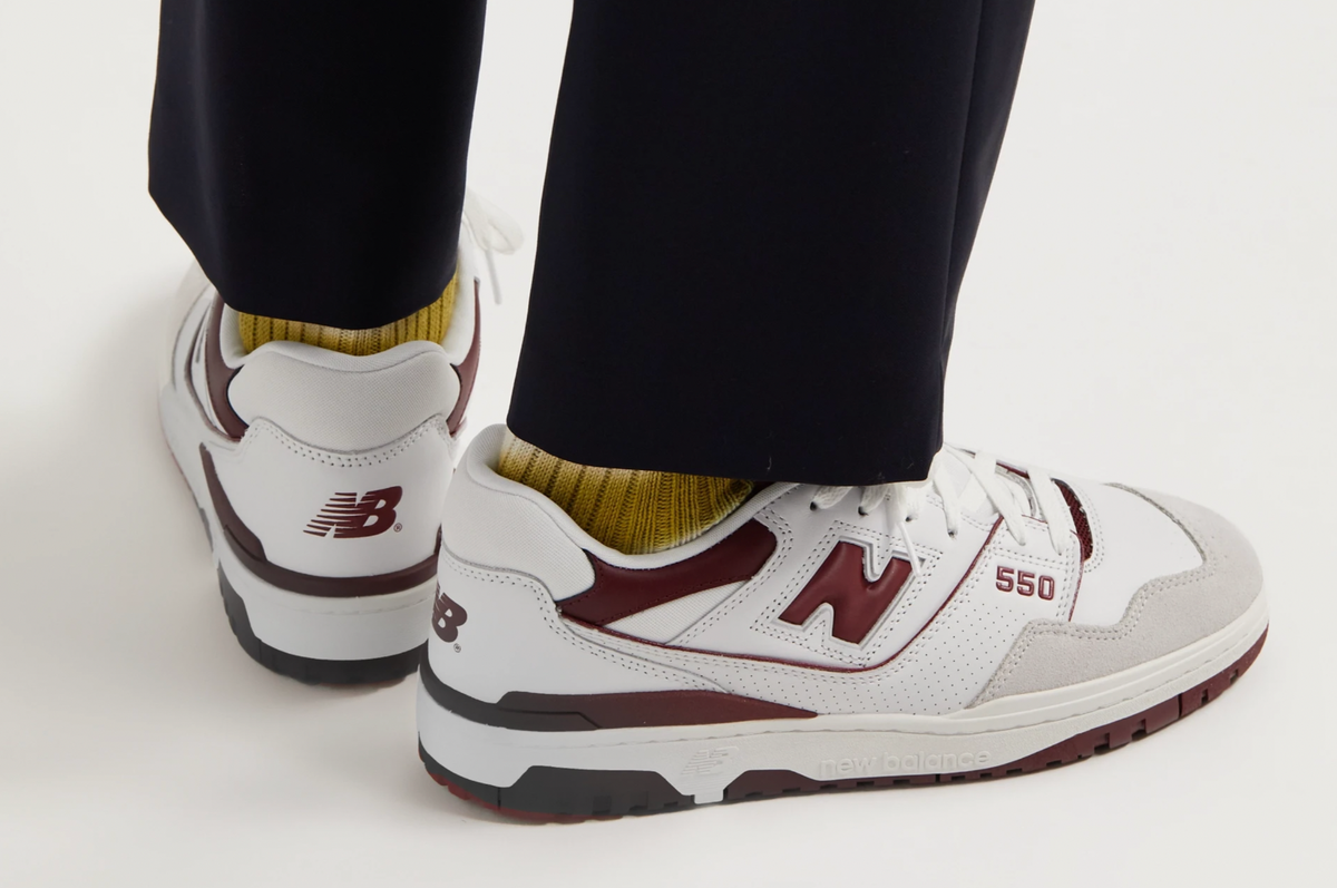 NEW BALANCE 550 Suede-Trimmed Leather Mesh Sneakers Schuhe Shoes