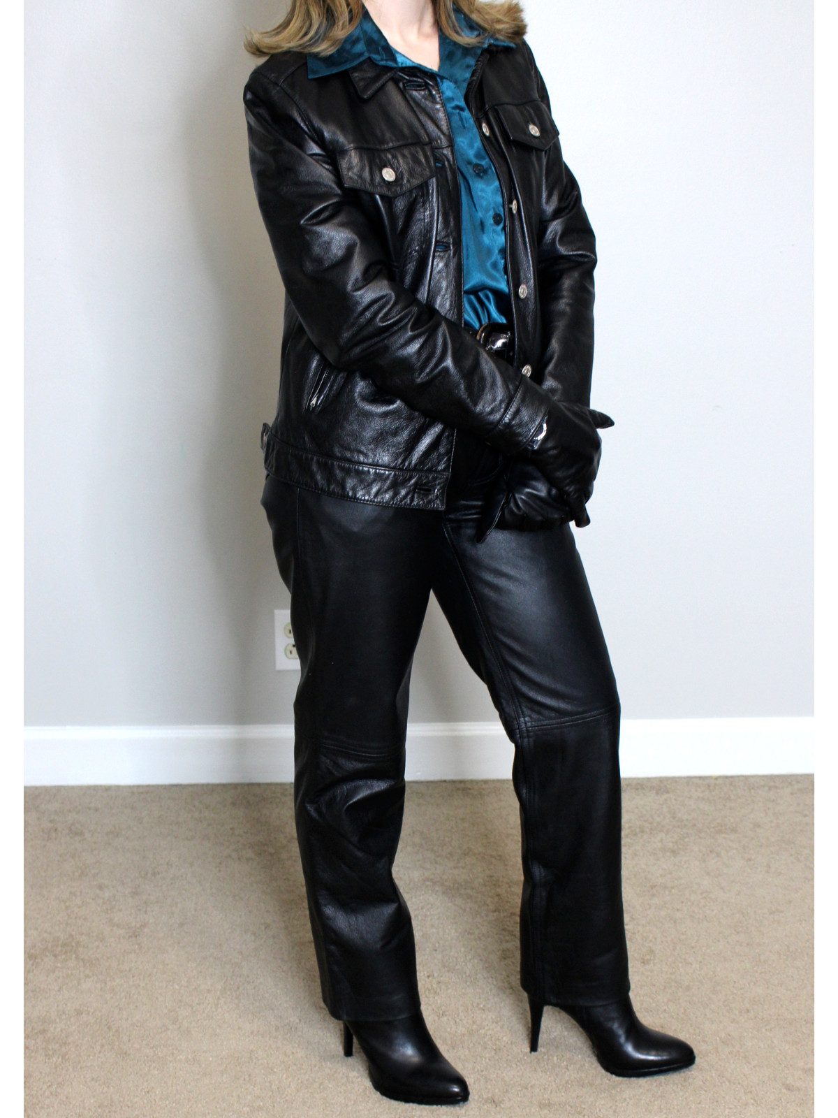 Womens Leather Pants Suit Jacket Black 4/M Tommy Hilfiger Vintage 90s Y2K Rare image 7