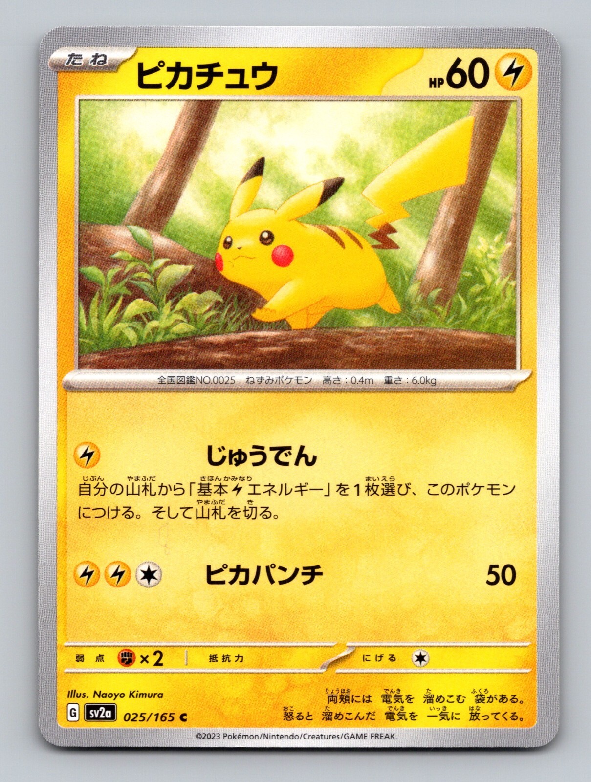 Pikachu 025/165 Common NM Japanese Pokemon 151 Card sv2a US Seller