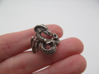 Vintage 925 Sterling Silber Ring Drache Wyvern Flügel oxidiert Größe 6