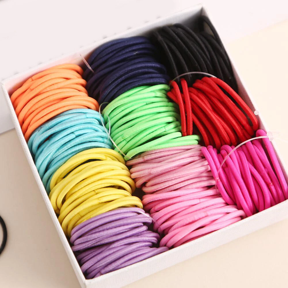 100Pc 3CM Kids Ponytail Hair Holder Thin Elastic Rubber Band