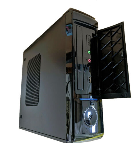 NEW Black Mini-ITX Media Center HTPC Slim Desktop/Tower PC Case + Power Supply - Picture 1 of 14