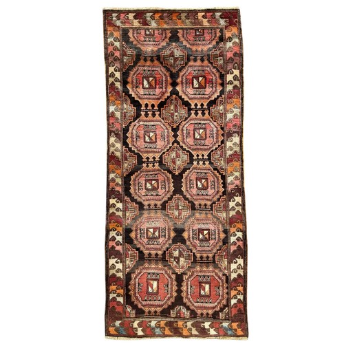 VINTAGE TRIBAL KUBA RUG HAND MADE CAUCASIAN WOOL CARPET 9'10" X 4'2" CLEAN